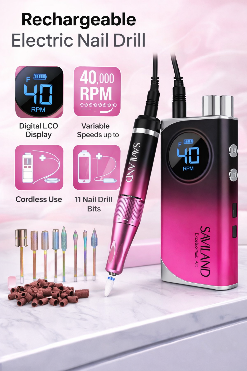 SAVILAND ProTech Nail Drill 40K RPM