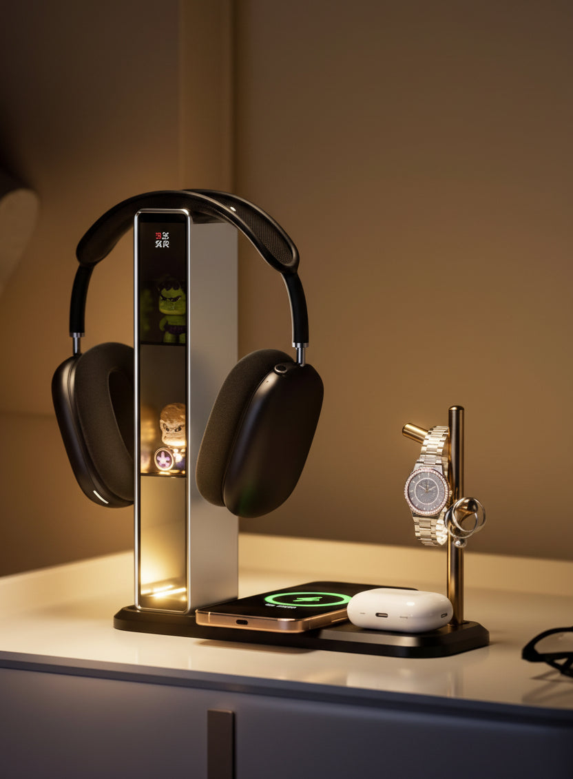 Headphone Stand with Wireless Charger 3-in-1